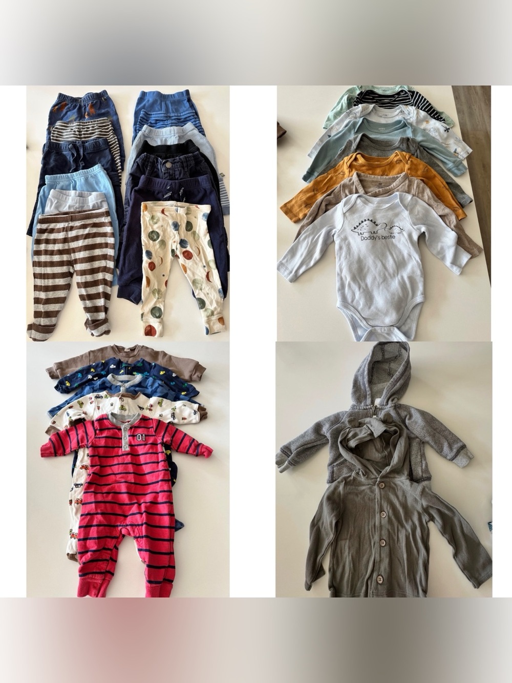 37 piece bundle of baby clothes size 6 months Carters pants onesies rompers pjs